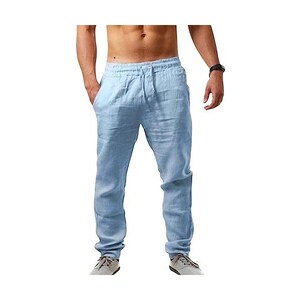 Uxxnjfg Pantaloni Uomo Estivi Leggeri Lino Eleganti Pantaloni - 7
