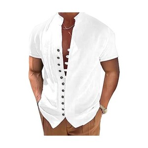 Camicia Uomo In Lino Coreana Manica Lunga - Elegante E Traspirante Per Estate - Foto 3
