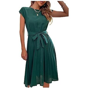 Abito Casual YMING Donna – Tubino Manica Corta Con Scollo Rotondo – Colore Rosso Vino – Taglia XL (Busto 108 Cm)