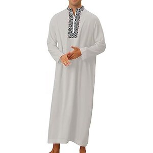 Thobe Islamico Uomo Manica Lunga - Veste Araba Medio Orientale In Poliestere - Taglie S-3XL - 2