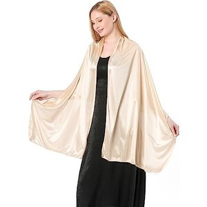American Trends Scialle Pashmina In Poliestere Per Donna | 185x65 Cm, Morbido E Satinato | Sciarpa Elegante Per Matrimoni E Abiti Da Sera, Regalo