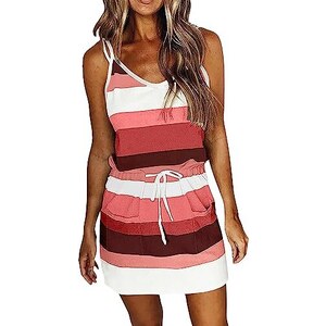 CUPSHE – Abito Estivo Mini Con Scollo A Cuore E Allacciatura Al Collo, Spalline Sottili, Colore Arancio Bruciato E Marrone, 100% Rayon
