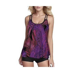 Generico Costumi da Bagno Costumi da Bagno Tank Tummy Two Top Control Piece con Boyshorts per Le
