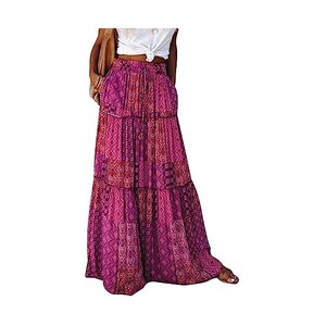 Artykey Gonna Lunga Donna Inverno Elegante Vita Alta Quadri Lana Maxi Gonne Vintage Linea ad A Svasata Skirt Verde S