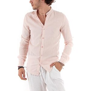 Top camicie uomo in lino Store Camicia uomo in lino rosa Joey John Made in Italy