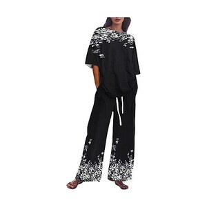 Tuta Donna Elegante Curvy 2 Pezzi - Completo Pantaloni E Casacca Gamba Larga, Taglie Forti, Estivo - Foto 9