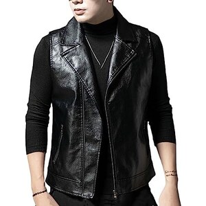 Mokkpeq Gilet Classico In Pelle Da Motociclista Gilet Da Uomo In Pelle Bovina Slim Fit Con Scollo A V Senza Maniche Gilet Con Lacci Laterali 121381094