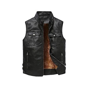 A-PRO - Gilet Pelle Moto Custom Chopper Foderato Zip Frontale Tasche