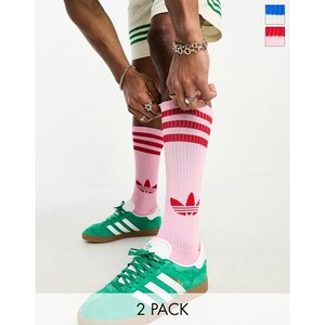 2 Paia Calzettoni Lunghi Kappa K001 – Unisex – Spugna – Tubolari – Multicolore (Bianco/Grigio/Blu/Nero)
