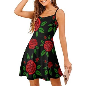 yoeasy Mini abito da donna con stampa floreale, senza maniche, spalline