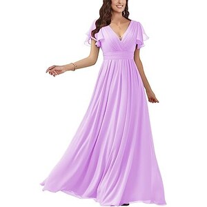 Abito Da Sera Lungo In Chiffon Ricamato - Vestito Da Cerimonia Con Fiori - Foto 6