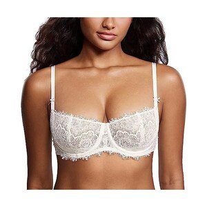 DOBREVA Reggiseno Balconcino Donna con Ferretto Sostegno Invisibile Leggermente Imbottito per Taglie Forti Nero 2A