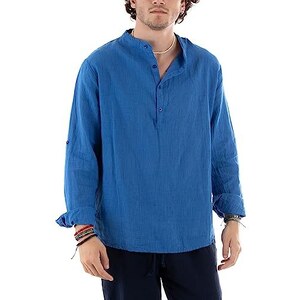 Camicia Henley Uomo Maniche Corte – Cotone Morbido, Colore Caffè, Taglia S – Casual E Aderente