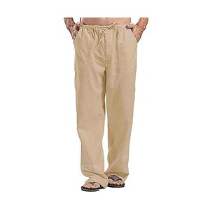 Pantaloni da jogging in lino da uomo con polsini elastici MOUNTAIN ASH in rosso / Pantaloni in lino, coulisse in vita - Italia