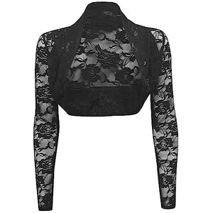 Bolero In Pizzo Donna - Coprispalle Elegante Per Matrimoni, Serate, Abiti Da Sera, Nero - Foto 6