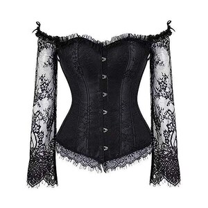 SZIVYSHI Danna Sottoseno Corsetto Waist Trainer Corpetto Bustino Body Shaper Modellante Rinforzato Con Stecche - Nero - XS - Foto 2