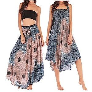 Abito Estivo Donna 2 In 1 - Vestito Spiaggia Boho Con Gonna, Senza Maniche, Taglia Unica - Foto 5