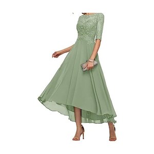 Abito Lungo In Chiffon Con Pizzo Per Madre Della Sposa – Elegante, Taglie Forti E Personalizzabile!