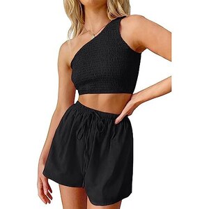 Famulily Pigiama Corto Da Donna, In Tinta Unita, Pieghevole, Con Scollo A V Estivo In Cotone Taglie S Xxl B Blu Xxl 102964084