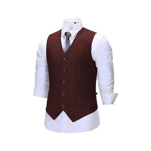 Giacca Uomo Elegante Gilet Da Uomo In Lana Vintage Con Scollo A V