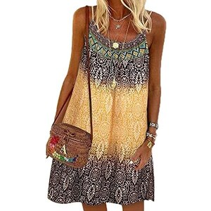Abito corto in viscosa stile boho: prendisole a balze regolabili - Italia
