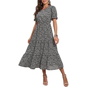 Floerns Abito Lungo Donna Boho Con Stampa Floreale E Scollo Quadrato
