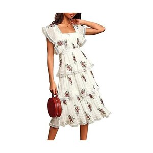 Abito da sposa boho a spalle scoperte – Abito lungo a balze in cotone grezzo / Lucia Cream - Italia