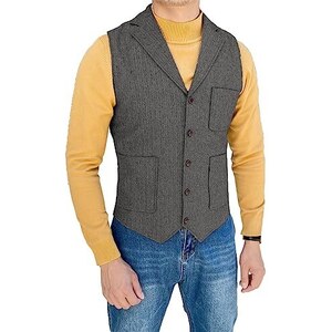 Mokkpeq Gilet Da Uomo In Tweed Da Matrimonio Con Scollo A V Con Catena Gilet Da Uomo Casual Da Uomo Senza Maniche Gilet Da Sposo Slim Fit 121868090