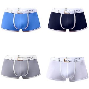 JOCKMAIL Confezione da 4 boxer sexy da uomo, confezione da 4 pezzi, Bianco nero blu navy rosso, M