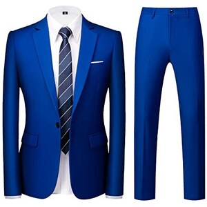 Abito da sera da sposa 3 pezzi Set da uomo Slim Fit Smoking Blazer Set Blu Navy M