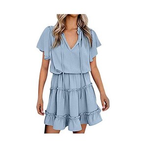 Abito Estivo Donna Morbido Con Scollo A V E Fantasia Floreale - Leggero E Casual, Taglie Dalla EU 36 Alla 44