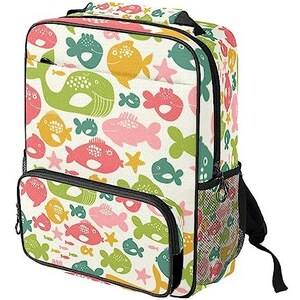 Simpatico zaino per bambini, motivo: balena con onde, borsa moderna per