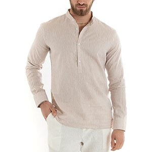 Camicia Uomo Lino Cotone Collo Coreana Camicie Manica Corta Traspirante No Stiro Camicia Elegante Mare Bianca Slim Fit Bluse Botton Down Regular Fit
