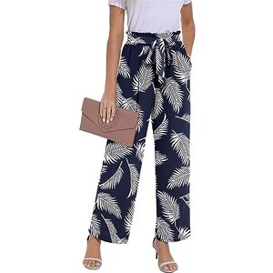 Pantaloni Baggy Donna A Gamba Larga - Estivi Con Elastico In Vita E Tasche - Stile Palazzo