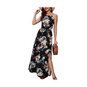 Robe D'Été Noire Taille M - Dos Nœud, Sans Manches, Tissu Élastique