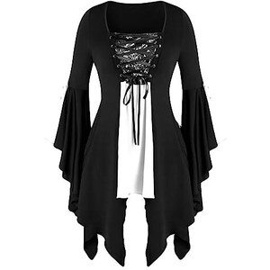 WOXIHUAN Vestiti Donna Medievale Costumi Per Adulti Donne Vintage Celtic Medievale Pavimento Lunghezza Rinascimentale Gotico Cosplay Vestito Palazzo Manica Lunga Allacciare Retro Halloween Lungo 108611596