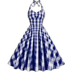 YMING Donne Retro Vintage Rockabilly Hepburn Abito da Festa Abito