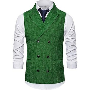 Gilet Donna Doppiopetto In Cotone - Elegante Panciotto Senza Maniche Stile Vittoriano - Foto 12