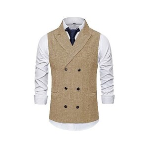 Gilet Donna Doppiopetto In Cotone - Elegante Panciotto Senza Maniche Stile Vittoriano - Foto 14
