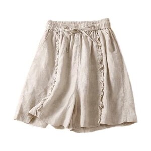 Pianshanzi Pantaloni Da Lavoro Da Donna In Lino, Tinta Unita, Larghi