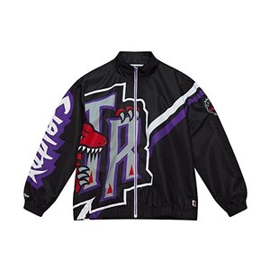 Mitchell & Ness Giacca Leggera Raso Los Angeles Lakers - Nero/Viola Con Ricami Ufficiali - 4