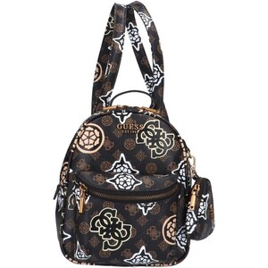Zainetto Guess Beacon Falls In Similpelle Nera – Con Maxi Logo Metallo, Tasca Frontale Zip E Spallacci Regolabili