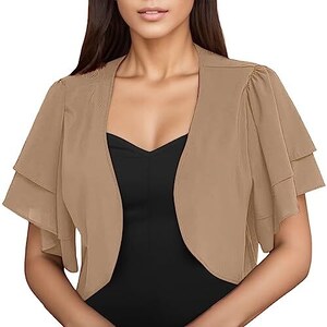 Freebily Coprispalle Donna Cerimonia Elegante In Chiffon Cardigan A Manica Svasata 3 4 Bolero Corto Scialle Leggero Abito Da Sposa Matrimonio Nozze Battesimo Festa Rosa B S 106081373