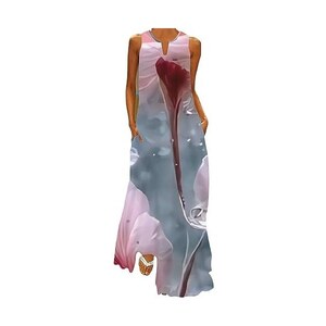 Abiti da Donna Senza Maniche Vestito Lino Estivo Biancheria