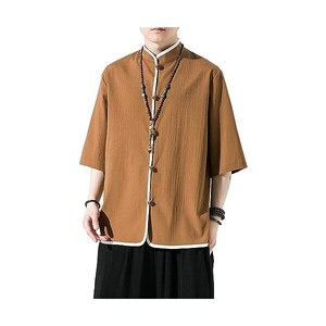 Giacca Kimono Da Uomo Giacca In Cotone Da Uomo Stile Cinese Chiusura A Rana Bottone Cappotto Kongfu Cappotto Cardigan In Parchwork Allentato Maschile 5XL - Foto 5