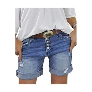 Floerns Pantaloncini In Denim Donna Vita Bassa Con Laccetti Laterali - Corti, Estivi, Con Tasche