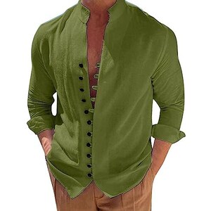 Bellstone Camicia da uomo in misto cotone a maniche lunghe con
