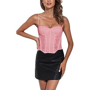 Corsetto Bustier In Pizzo Floreale Geagodelia - Top Retrò Senza Spalline Con Lacci, Donna Taglie S-XXL