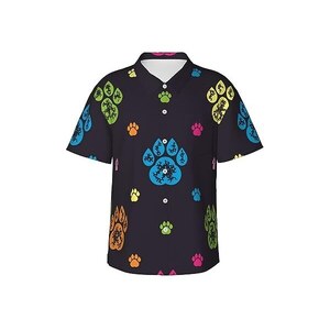 UPAAN Camicia Hawaiana Uomo A Maniche Corte Con Stampa Pelle Di Serpente - Arancione, Taglia XL, Slim Fit In Cotone