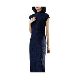Donna Broccato Qipao Abito Cheongsam Raso Finta Seta Cinese Rétro Dragon Fenice